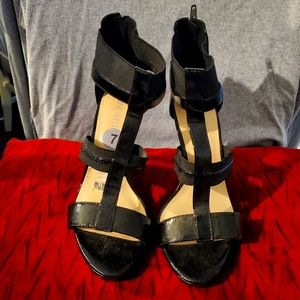 Nine West black strappy heels